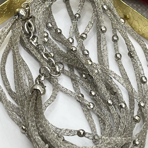 Ross Simons 925 Sterling Silver Mesh Necklace With Beaded Accents - Picture 12 of 17